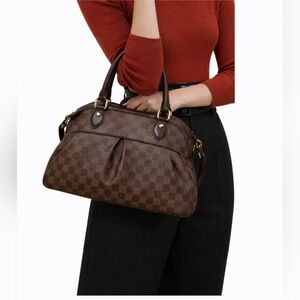 Louis Vuitton Damier Ebene Trevi PM Shoulder Bag, Classic Brown Checkered Canvas
